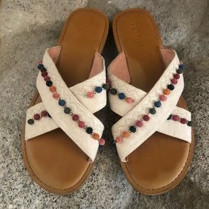 Toms Multi Pom Pom Sandals, Size 6.5